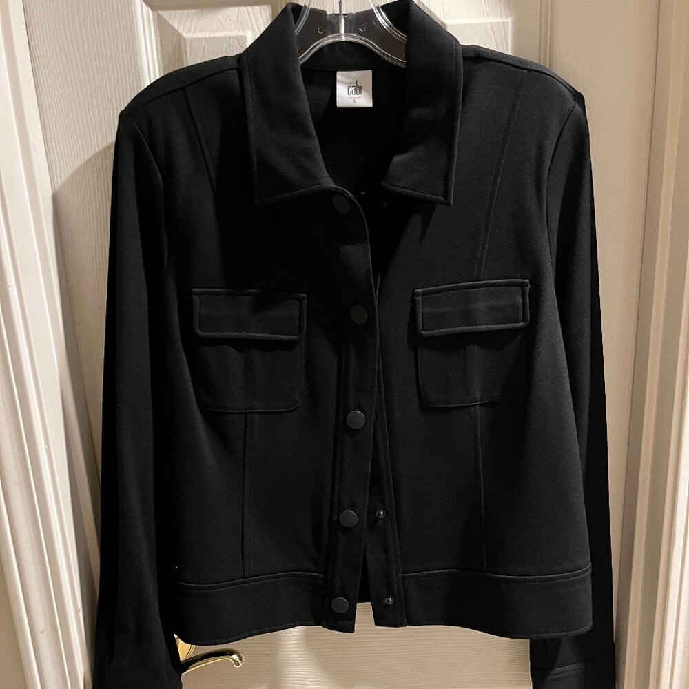 Cabi Ponte Knit Moto Style Ava Jacket, Black, Size L, Never worn or washed